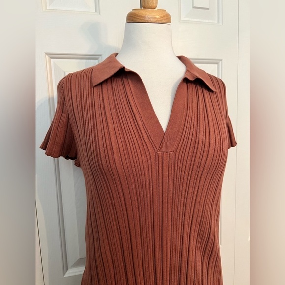 NWT LITA by Ciara ribbed polo dress in cinnamon - Picture 6 of 10
